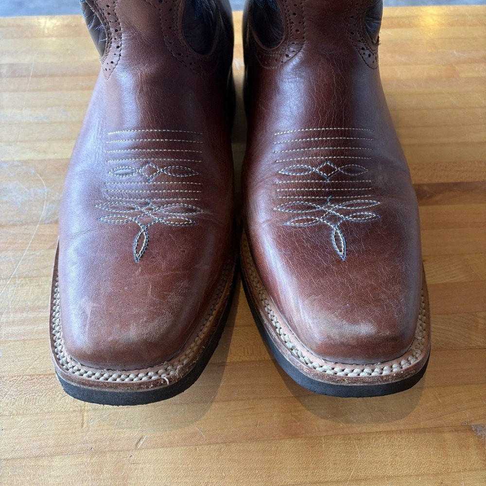 Potrero‎ Brown Western Slip On Boots Square Toe Men's 8 Mex 27 Stitched - Picture 3 of 10